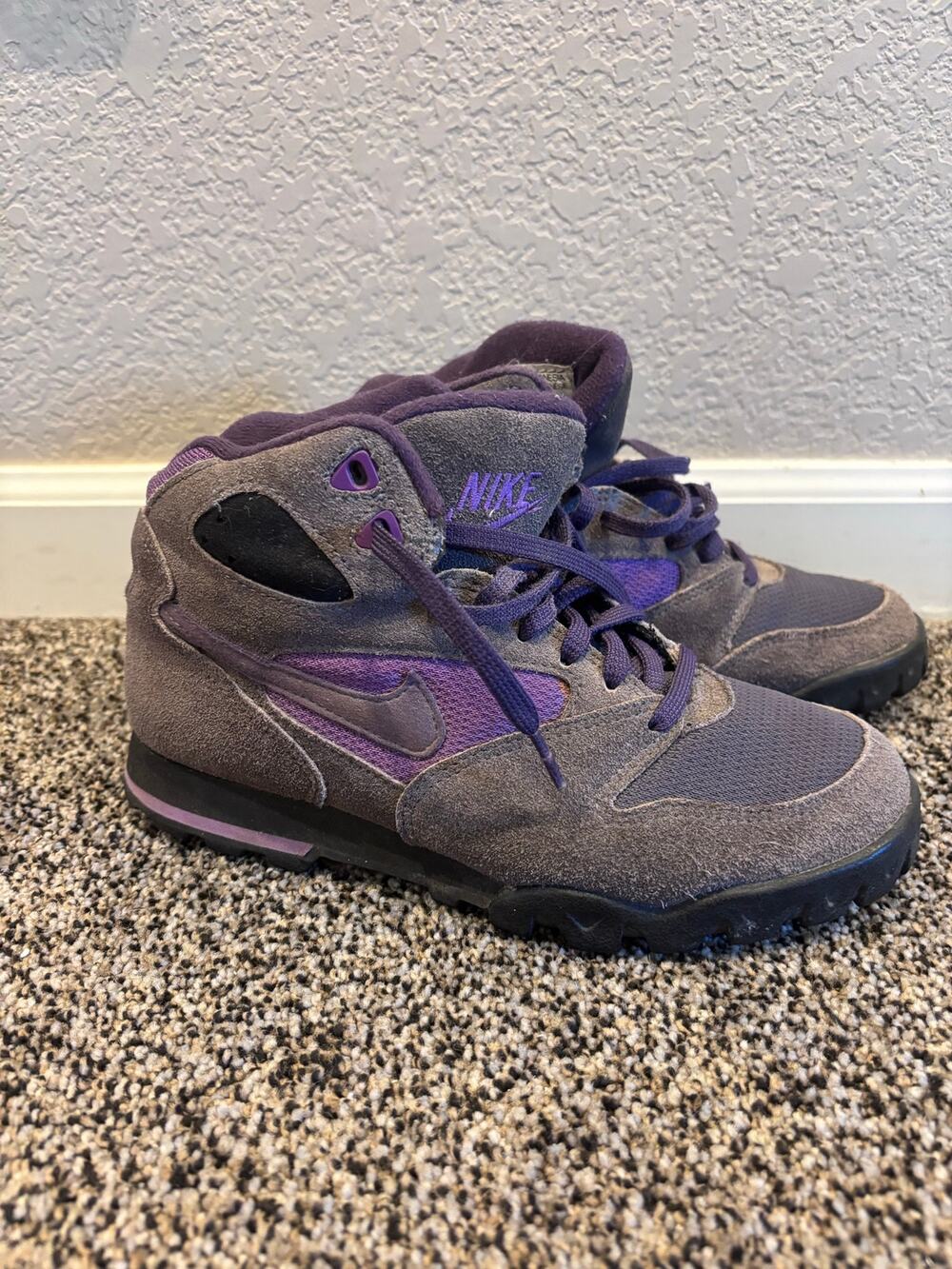 Vintage Nike ACG (All Conditions Gear) Purple and Grey Suede Hiking Boots